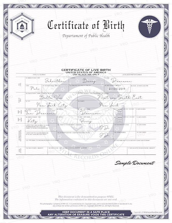 New Jersey Birth Certificate