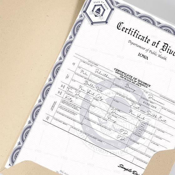 Iowa Divorce Certificate