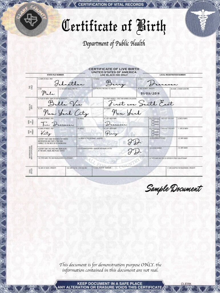 Birth certificate template