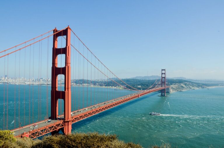 The Golden Gate Bridge in San Francisco, a city where people sometimes use for getting a birth certificate in California