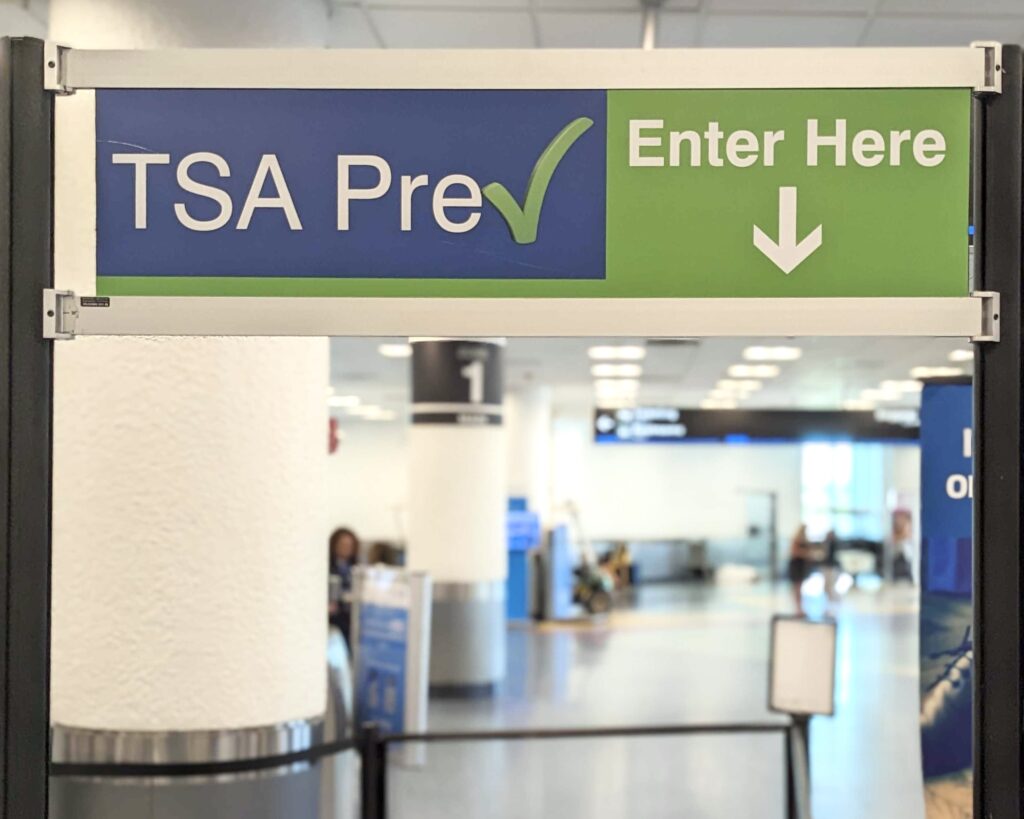 TSA PreCheck sign at the airport